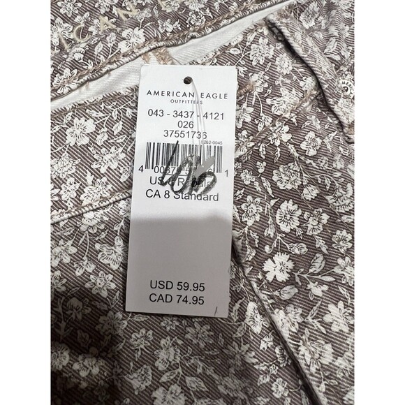 American Eagle Jeans Womens 8 90's Straight Leg Regular Floral Flower AOP NEW - Picture 6 of 12